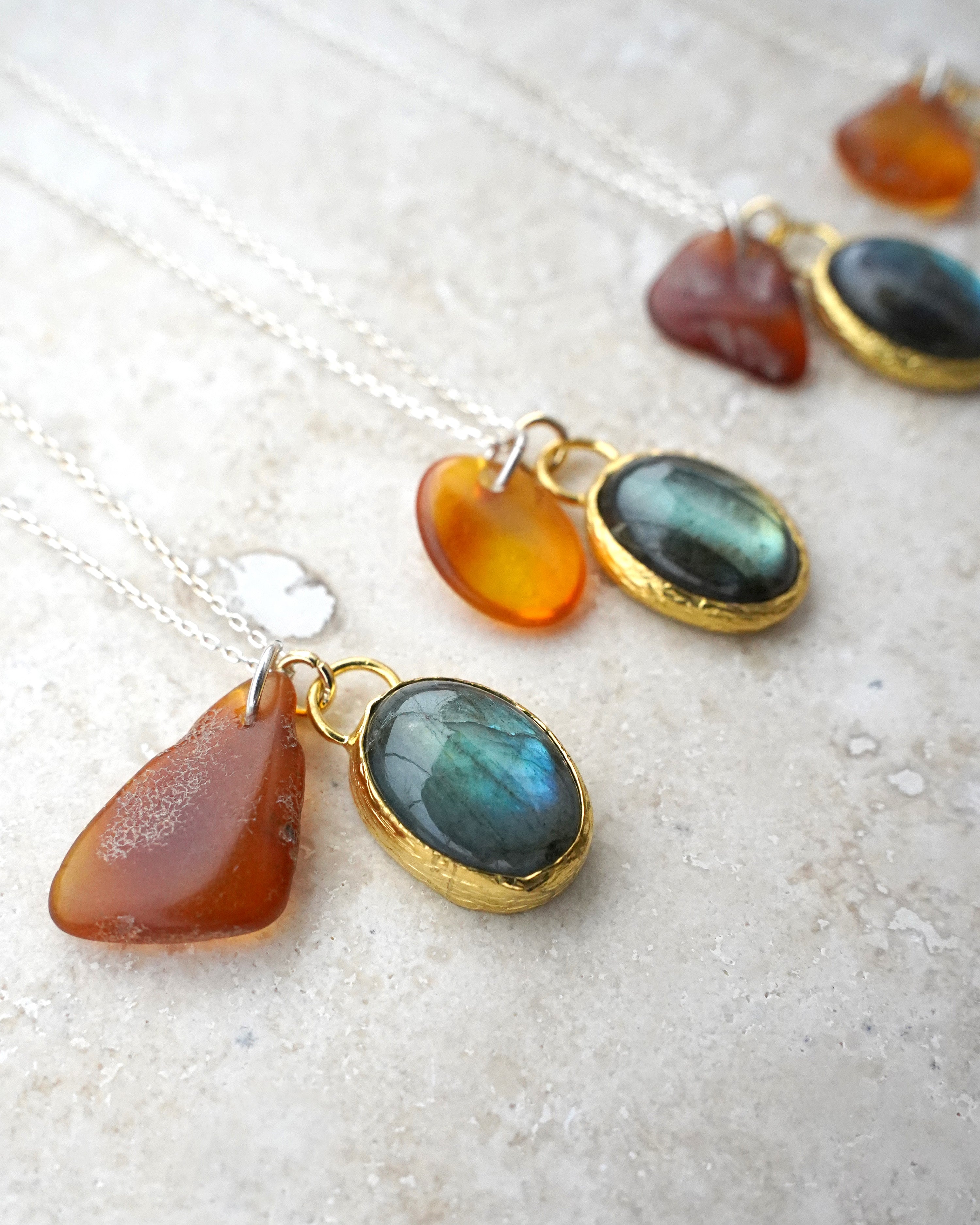 Labradorite Ambrée Kolye